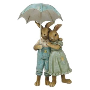 Velikonoční dekorace králíků pod deštníkem - 8*4*14 cm