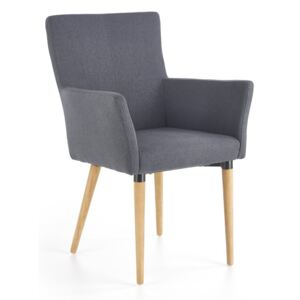 K274 židle tmavě šedá, Sedák s čalouněním, Nohy: dřevo, dřevo, barva: šedá, s područkami
