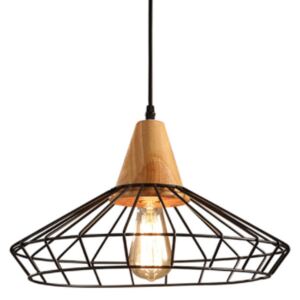 Lampa závěsná Scandi kov dřevo E27 LED