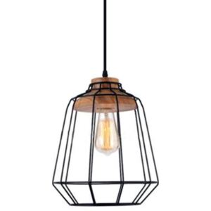 Lampa závěsná Scandi kov dřevo E27 LED