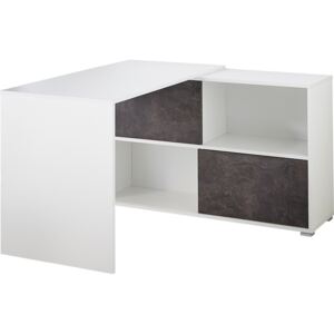 Bílý kancelářský rohový stůl s regálem Germania GW-Altino 120 x 120 cm