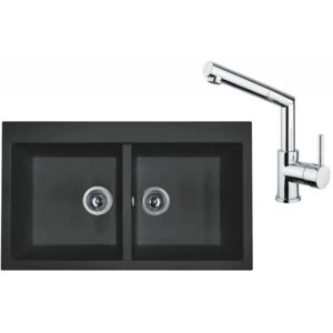 Dřez granitový Sinks Amanda 860 DUO Metalblack + Sinks MIX 350 P lesklá