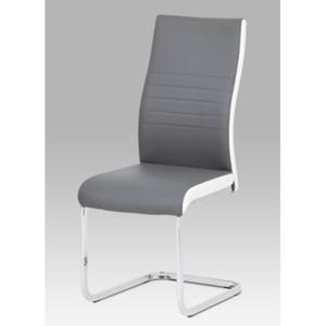 Autronic Jídelní židle sv. šedá + bílá koženka / chrom DCL-429 GREY