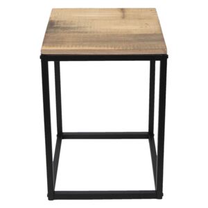 Odkládací stolek Industrial s recyklovaným dřevem - 35*35*51 cm
