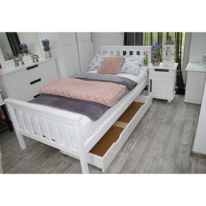 Jednolůžková postel SWAG + rošt, 90x200, bílá