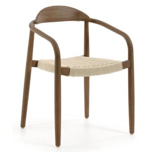 Béžová dřevěná jídelní židle LaForma Glynis s područkami