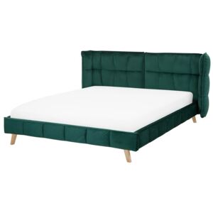 Tmavě zelená sametová postel 160 x 200 cm SENLIS