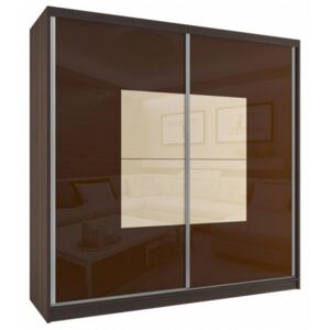 Šatní skříň s posuvnými skleněnými dveřmi šířka 200 cm korpus kaštan - různé varianty 153