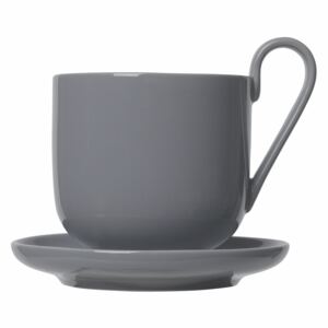 BLOMUS set 2 hrnků na kávu s podšálkem tmavě šedý porcelánový RO