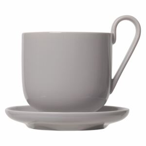 BLOMUS set 2 hrnků na kávu s podšálkem šedý porcelánový RO