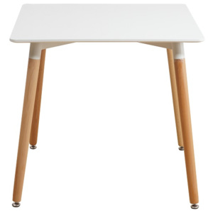 Jídelní stůl 70x70 cm v bílé barvě s dřevěnýma nohama TK168