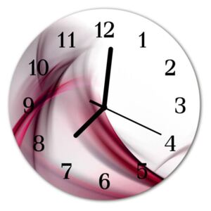 E-shop24, průměr 30 cm, Hnn42012765a Nástěnné hodiny obrazové na skle - Abstrakt růžovočervený