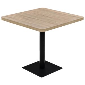 Bistro stolek - deska a ocel - čtvercový - 80x80x75 cm | dub