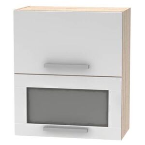 Horní výklopná skříňka 60 se sklem 2DV, dub sonoma / bílá, NOVA PLUS, NOPL-009-OH