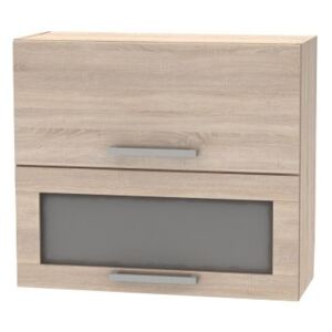 Horní výklopná skříňka se sklem 80 2DV, dub sonoma, NOVA PLUS, NOPL-016-OH