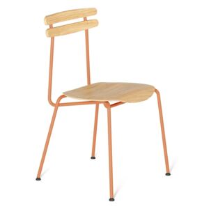Oranžová dřevěná jídelní židle Tabanda Trojka III