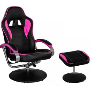 Goleto Kancelářská židle GT Relax Racer s podnožkou | černo-růžová