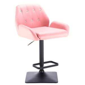 Barová židle LION na černé podstavě - růžová