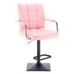 Barová židle VERONA na černé podstavě - růžová