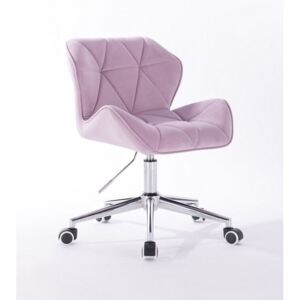 Židle MILANO VELUR na stříbrné podstavě s kolečky - fialový vřes