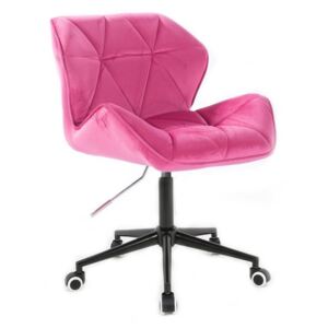 Židle MILANO VELUR na černé podstavě s kolečky - růžová