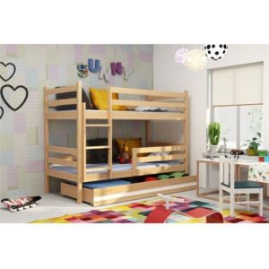 Patrová postel ERYK s úložným prostorem včetně matrací (Borovice)