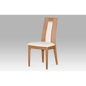 Jídelní židle dřevěná dekor buk a potah krémová látka BC-33905 BUK3