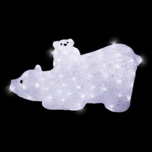 Medvěd s mládětem svítící 48LED studená bílá akryl
