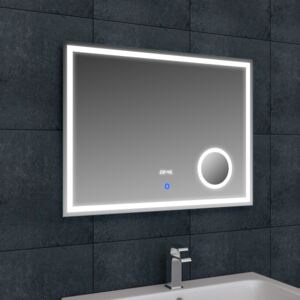 Eurosanit Lumi - zrcadlo s LED osvětlením, lupou, hodinami Rozměr: 80×60 cm