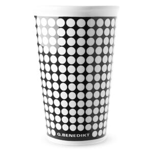 Termopohárek porcelánový G.Benedikt černo-bílý puntík - 440 ml