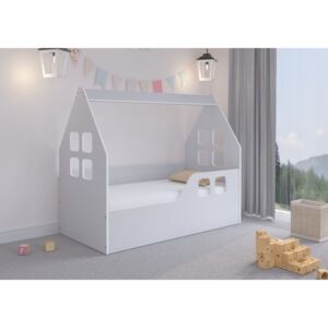 Dětská domečková postel KIDHOUSE - šedá - pravá - 160x80 cm