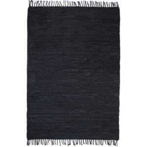 Ručně tkaný koberec Chindi kůže - černý | 190x280 cm