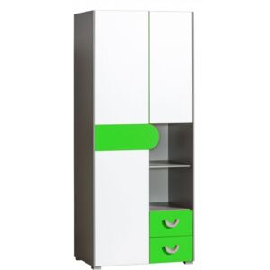 Šatní skříň Futuro 1 - světlý grafit/bílá/zelená