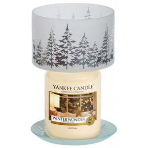 Yankee Candle - sada stínidlo + talířek Winter Trees (Elegantní a zároveň funkční doplněk pro střední a velkou vonnou svíčku Yankee Candle typu Classi