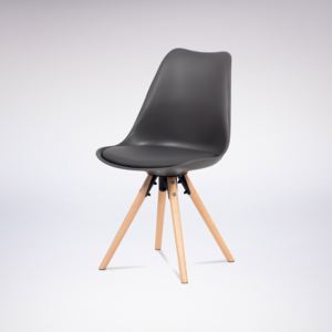Artium Jídelní židle, šedá plast+ekokůže, nohy masiv buk + rám černý kov - CT-805 GREY