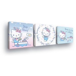 Obraz na plátně - Hello Kitty v Pastelových Barvách II 3 x 25x25 cm