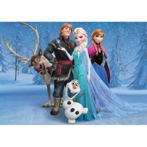 Fototapeta, Tapeta Disney Ledové království - Elsa, Anna, Olaf, Sven, (254 x 184 cm)