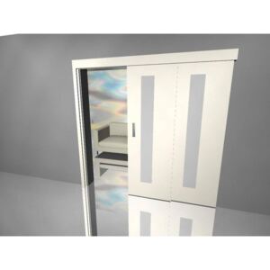 Posuvné dveře dvoukřídlé sklo vertikas platinově bílá lamino 18mm