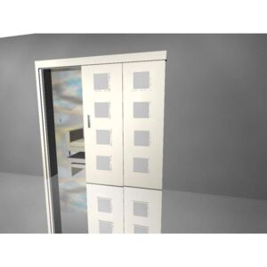 Posuvné dveře dvoukřídlé sklo quadras platinově bílá lamino 18mm