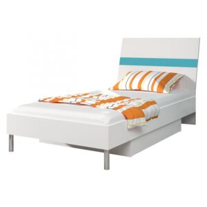 Dětská postel Paradise PD1, Barva: bílá / bílý lesk + tyrkysový lesk