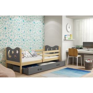 Dětská postel Miko 1 borovice/grafit - 190x80