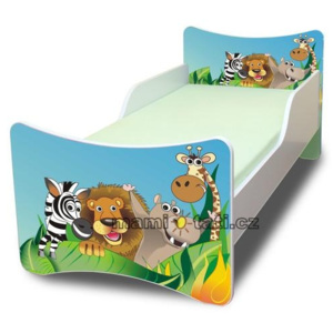 NELLYS Dětská postel se zábranou Zoo - 200x90 cm