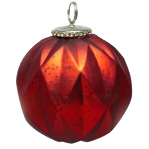 Vánoční ozdoba Koule Antik sklo-červená, pr.10cm