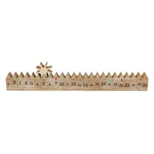 Dřevěný adventní kalendář "Ulička" s hvězdičkou - 48 cm