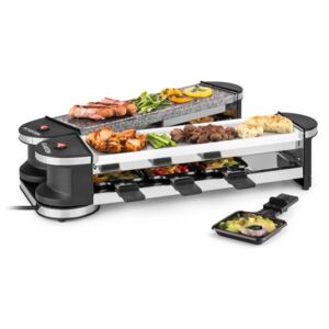 Klarstein Tenderloin 50/50, raclette gril, 1200 W, 8 osob, přírodní kámen, bílý