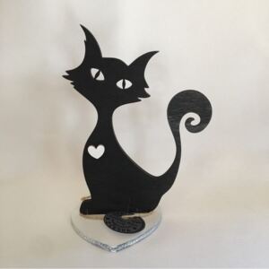 Kočka 16 cm černo-bílá