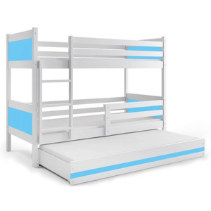Patrová postel BALI 3 + matrace + rošt ZDARMA, 190 x 80, bílý,blankytný