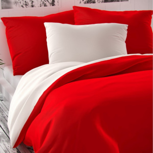 Kvalitex Saténové povlečení Luxury Collection červená / bílá, 140 x 200 cm, 70 x 90 cm