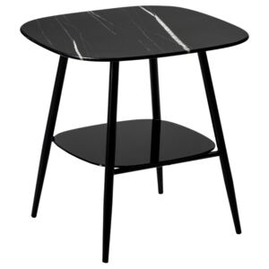 Černý skleněný odkládací stolek Marckeric Alina 55 x 55 cm