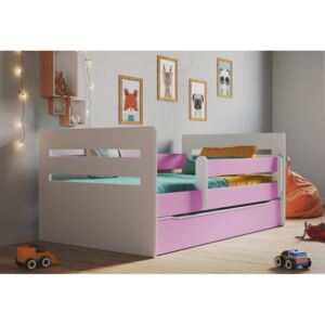 Expedo Dětská postel JERY + matrace + úložný prostor, 80x140, růžová